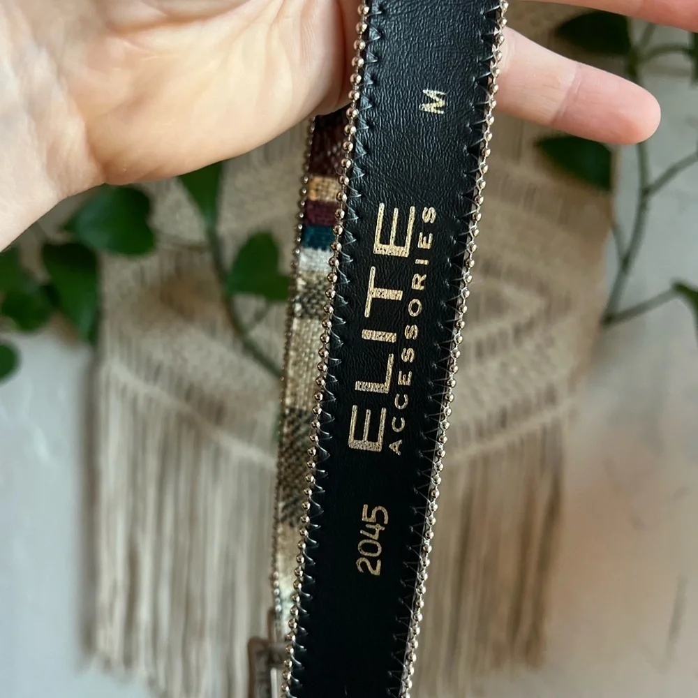 ELITE Accessories Woven Southwestern Tapestry Belt – Size M – Western Boho Y2K